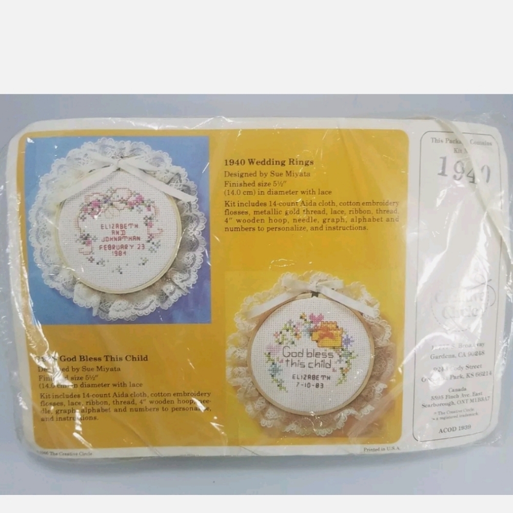 Vintage Cross Stitch Kit NIP Wedding Ring Bliss - Bless This Child Kit #1940 New